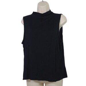 Christian Siriano Sleeveless Black Top Mock Neck Muscle T-shirt Women Size XL